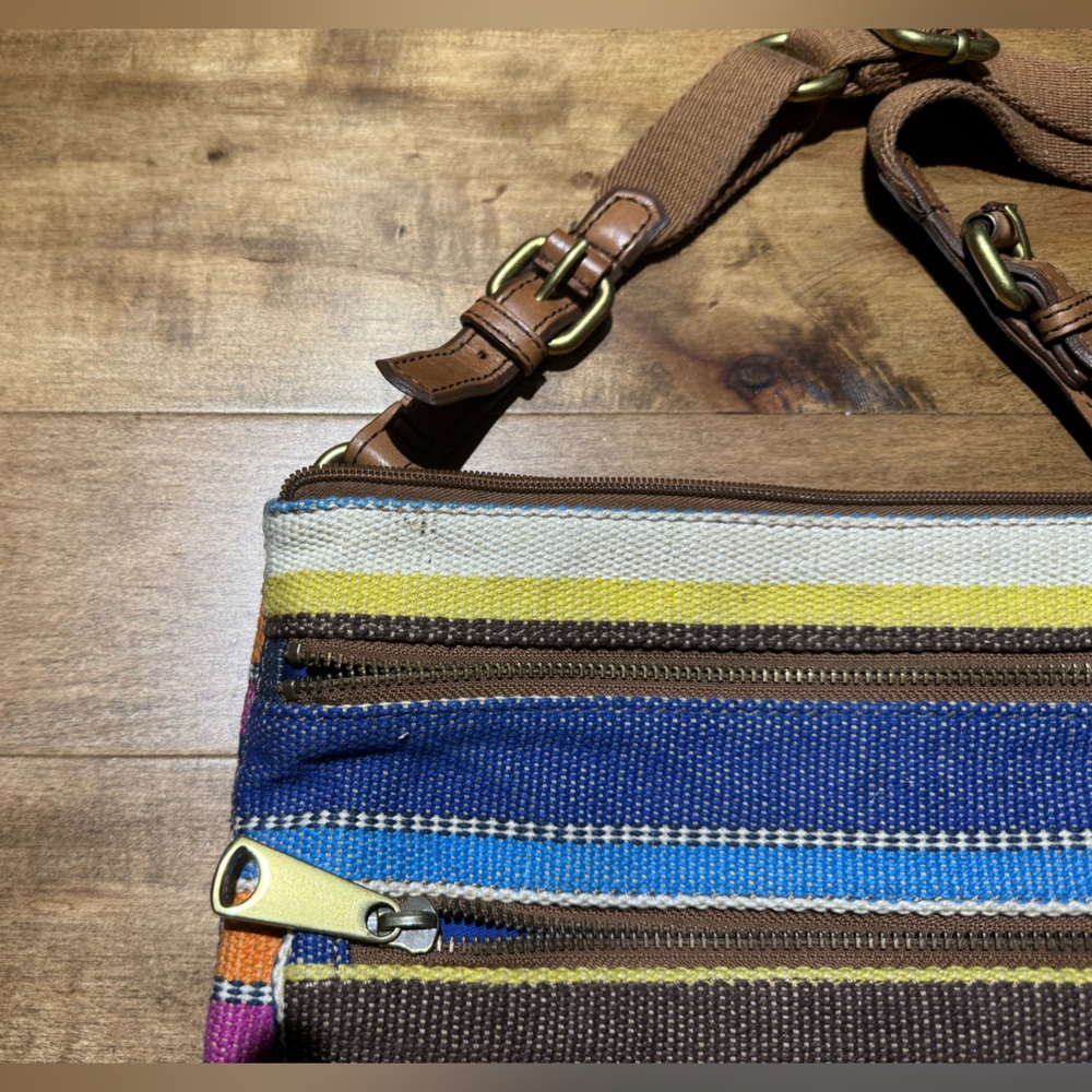 Fossil Explorer Striped Multicolored Crossbody Bag - image 4